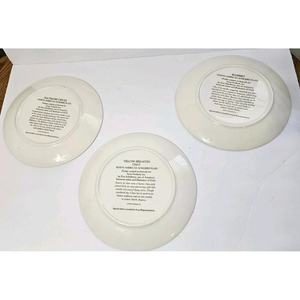 Vintage Avon North American Songbird Special Edition 3 Plate Set 10.5 Inches.